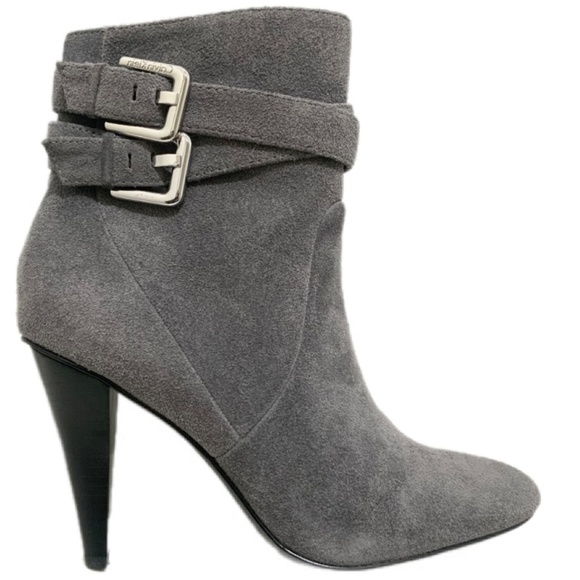 Calvin Klein Cambria Gray Suede Leather High Stiletto Heel Ankle Boots Booties 7 - Picture 4 of 14